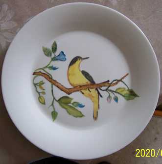 Decoluc-lucia-peintre-porcelaine-peinture-porcelaine: oiseau par M.S.