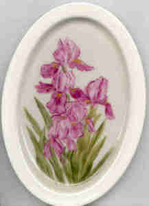 decoluc-peinture-porcelaine-plat aux iris